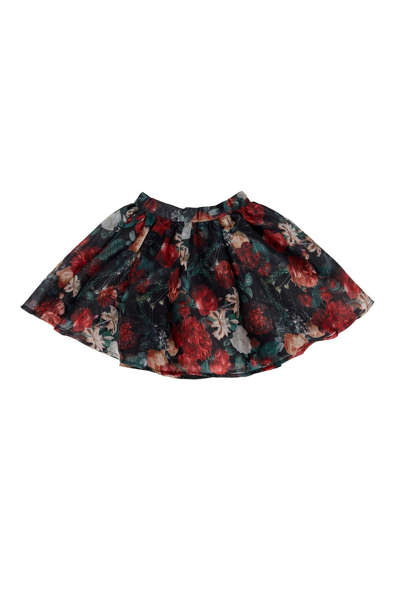 Mini Vanessa Skirt in Midnight Roses