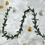 Handmade Christmas Garland - Cream Velvet Balls and Felt Mistletoe - 6'