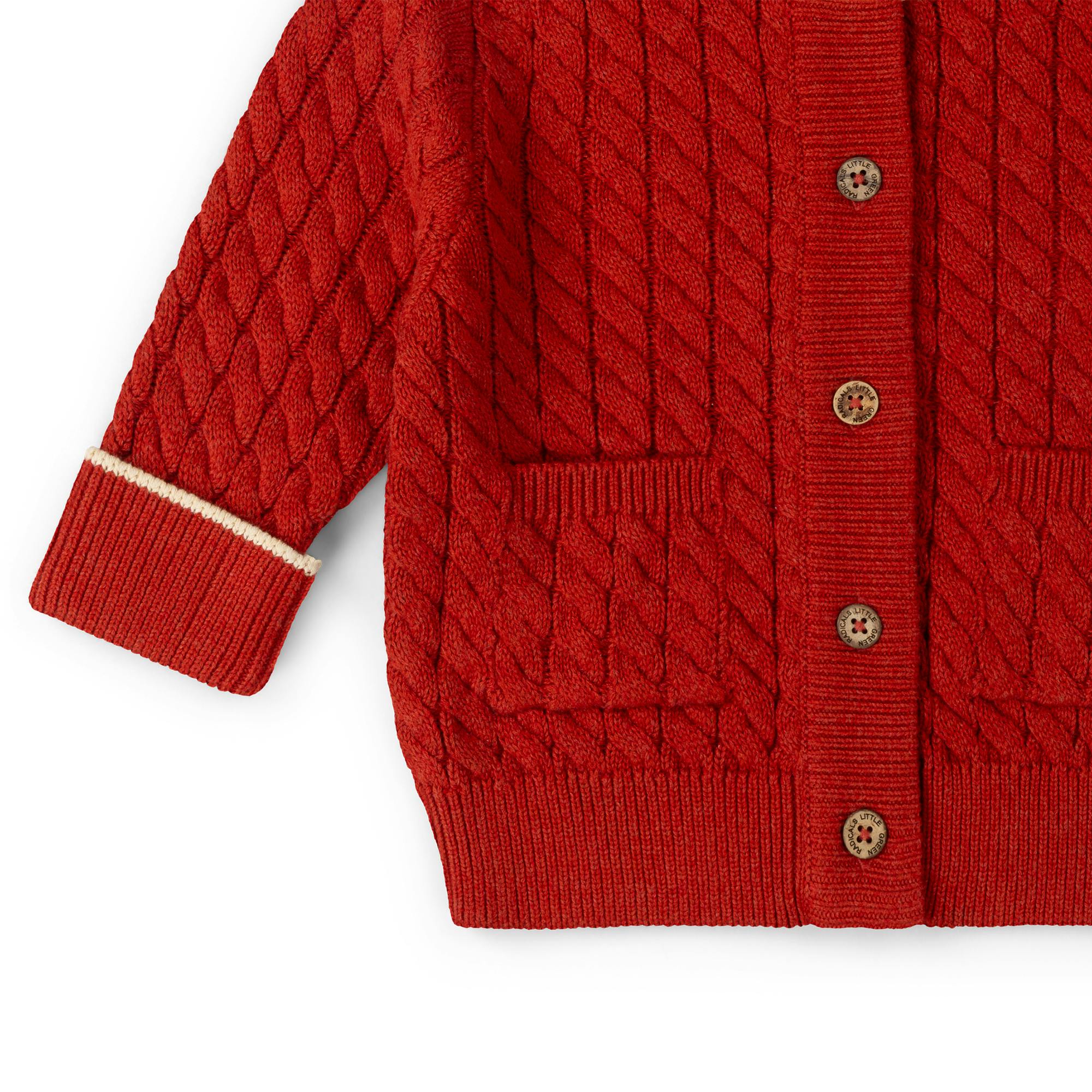 Burnt Ochre Snuggly Knitted Cardigan, Red