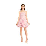 Light Pink Alerche Strapless Satin Dress