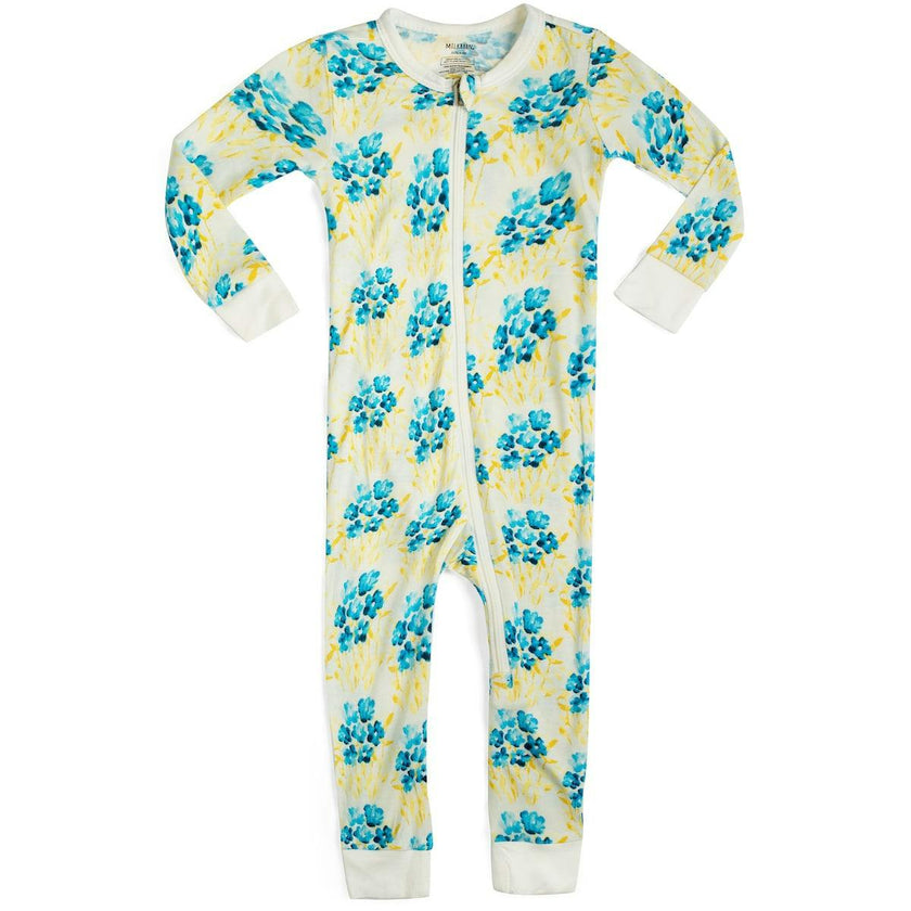 Sky Floral Bamboo Zipper Pajama