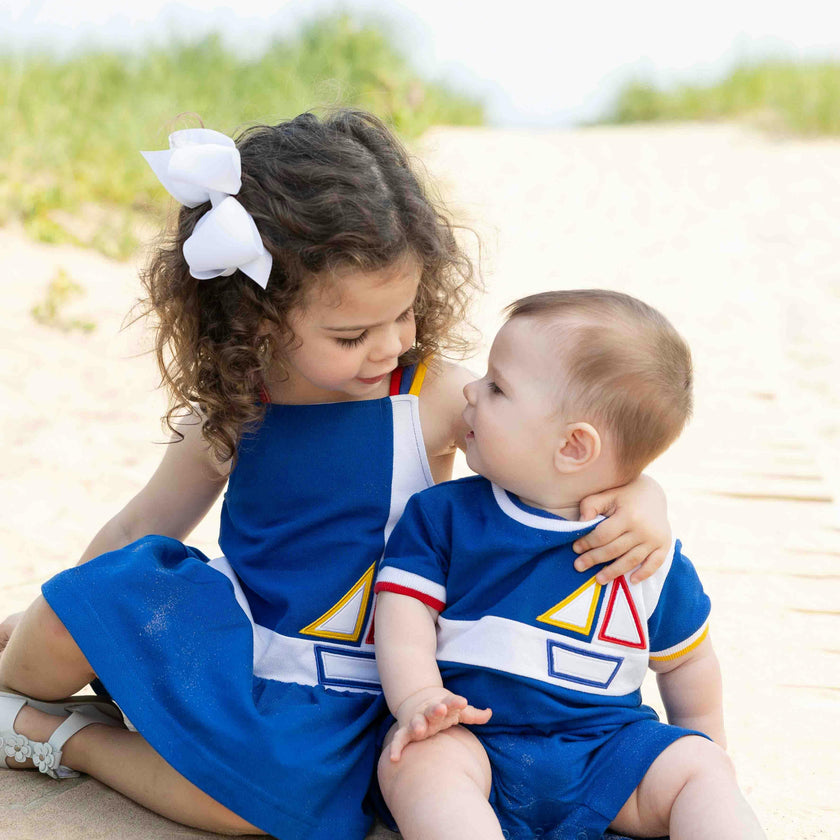 Pique Knit Dress With Sailboat