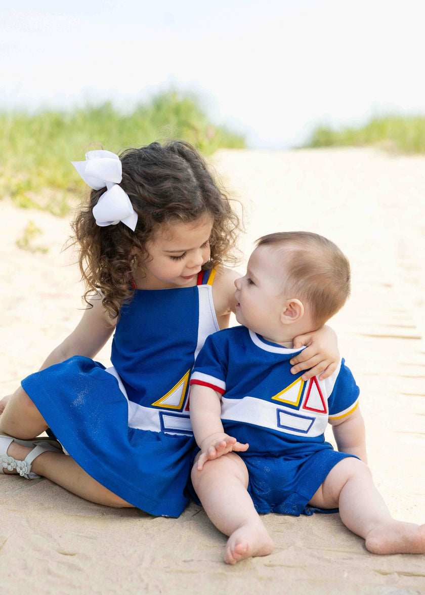 Pique Knit Dress With Sailboat