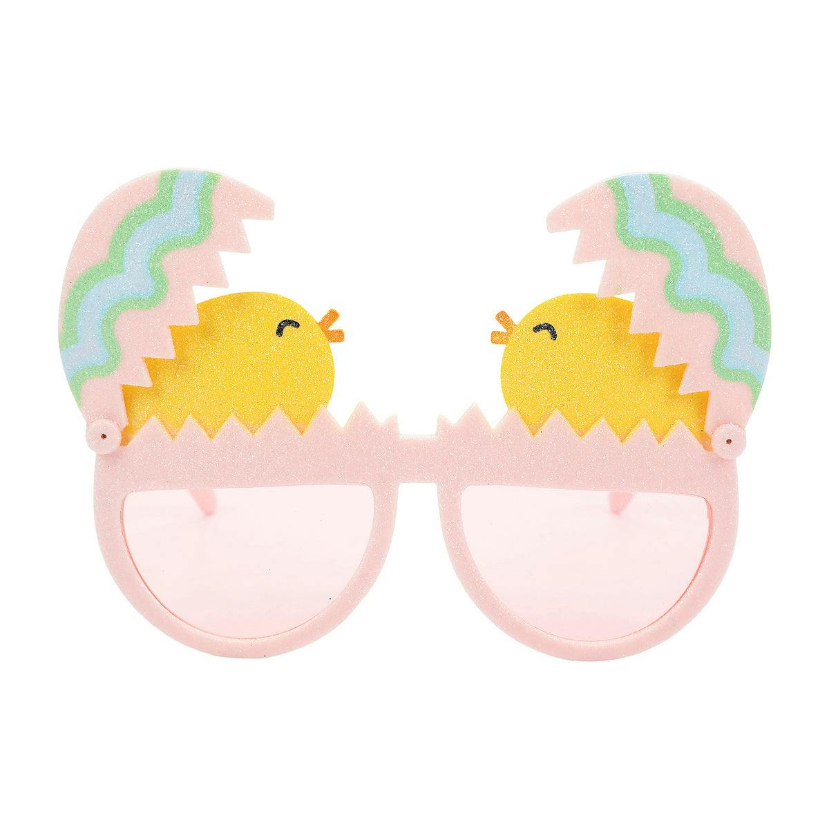 Packed Party Peek-a-Boo Chick Novelty Glasses - Pink Frames with Glitter Chick and Pastel Egg Details, Pink Lenses, and Peep This Gold Text, 5.9x3.5 Inch