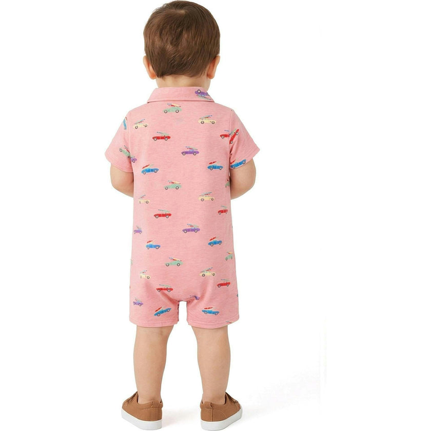 Infant Boys Polo Romper | Coral Cars