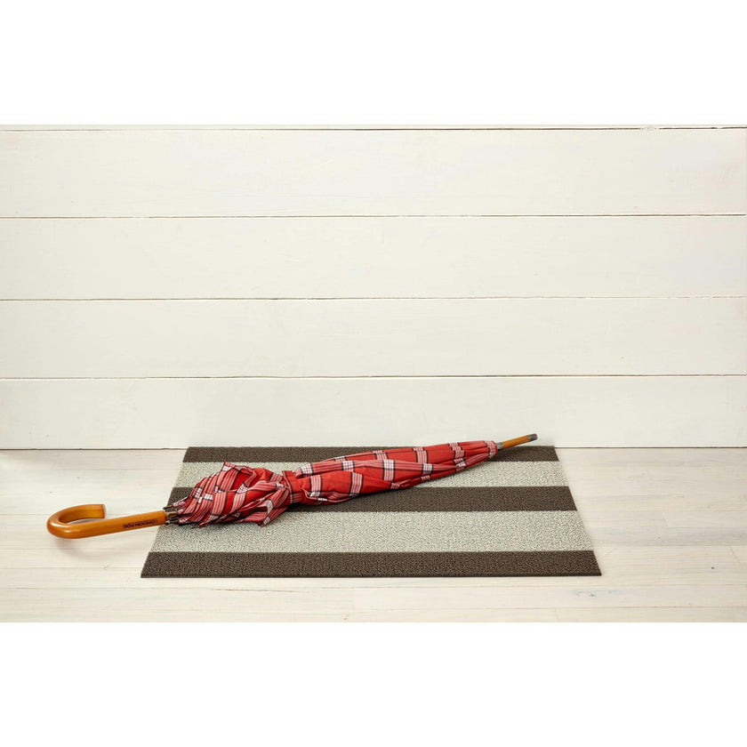 Bold Stripe Shag Floor Mat, Grey
