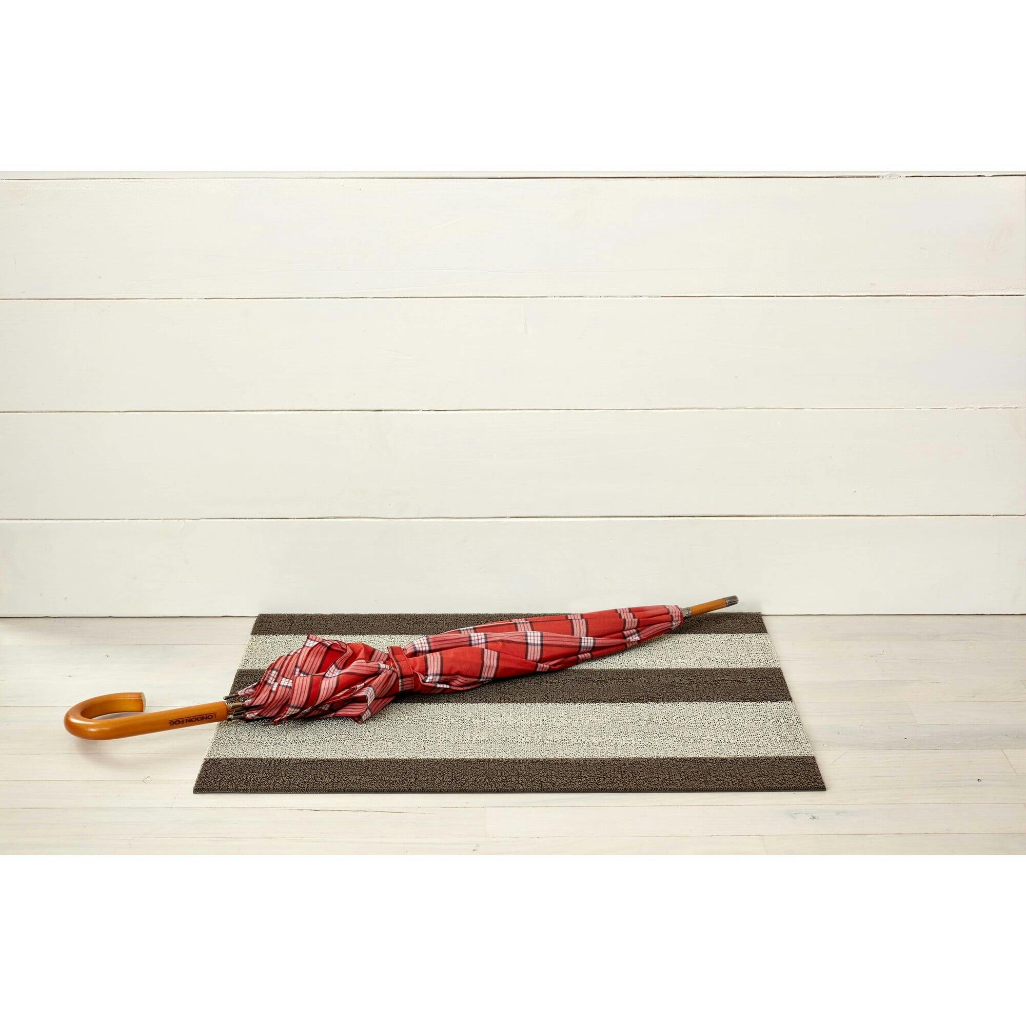 Bold Stripe Shag Floor Mat, Grey