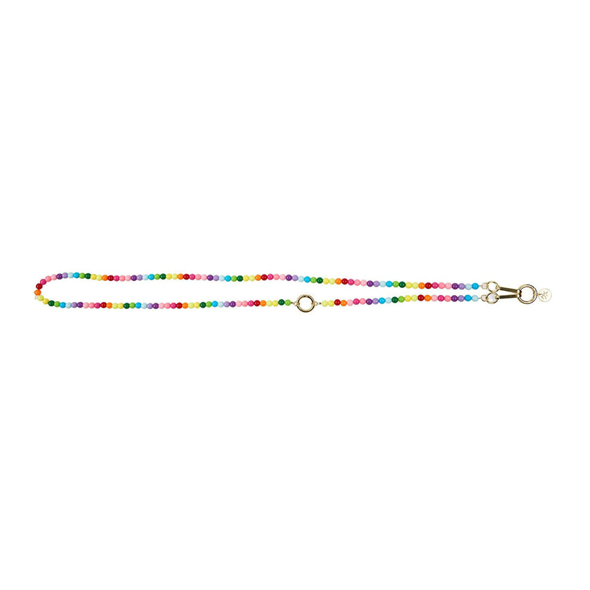 Packed Party Bead the Way Rainbow Beaded Phone Chain - 26-Inch Multicolor Beaded Chain with Gold Clips and Keyring Clasp for Phone Cases and Pouches