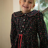 Girls Adelaide Velvet Tie Dress | Ebony Floral