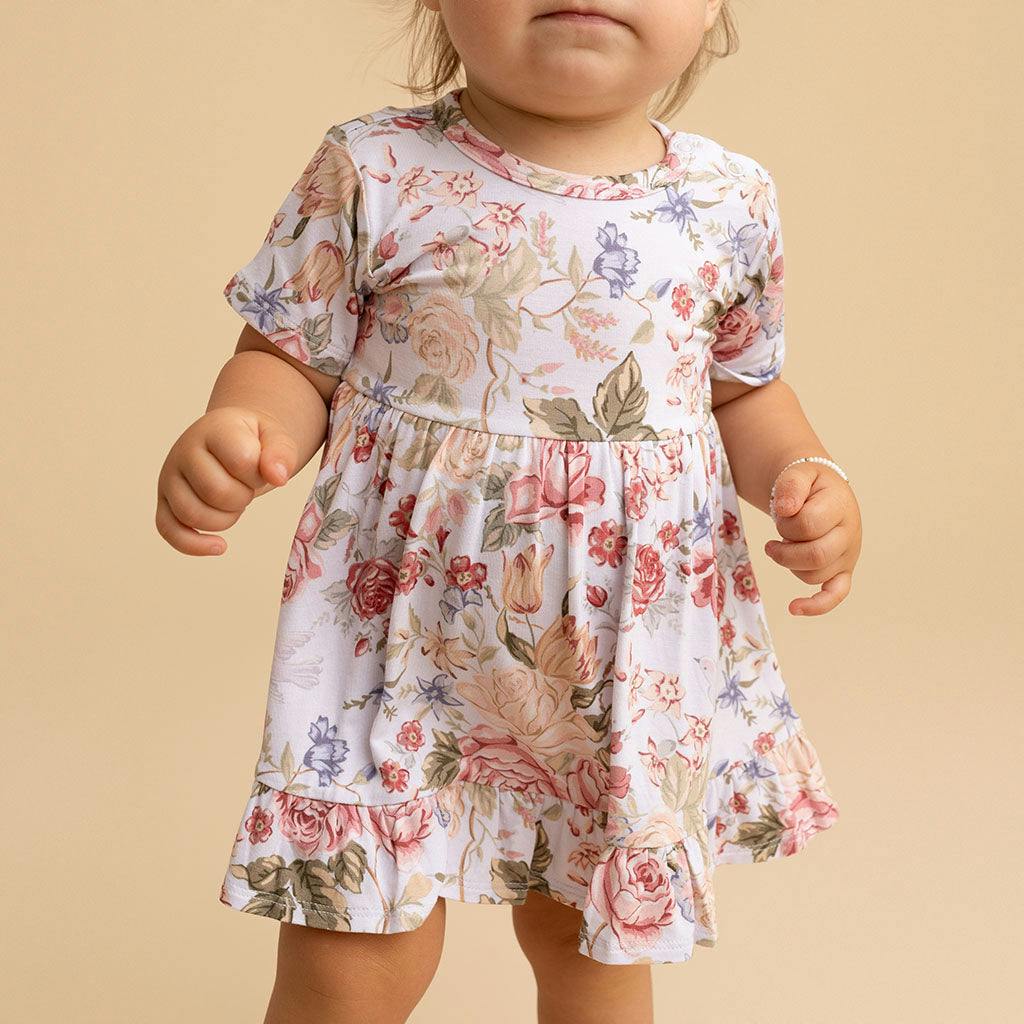Kristiana Ruffled Twirl Bodysuit Dress