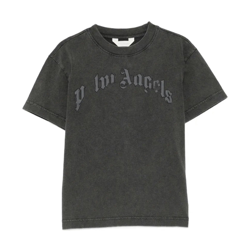 Black Curved Logo Faded T-Shirt