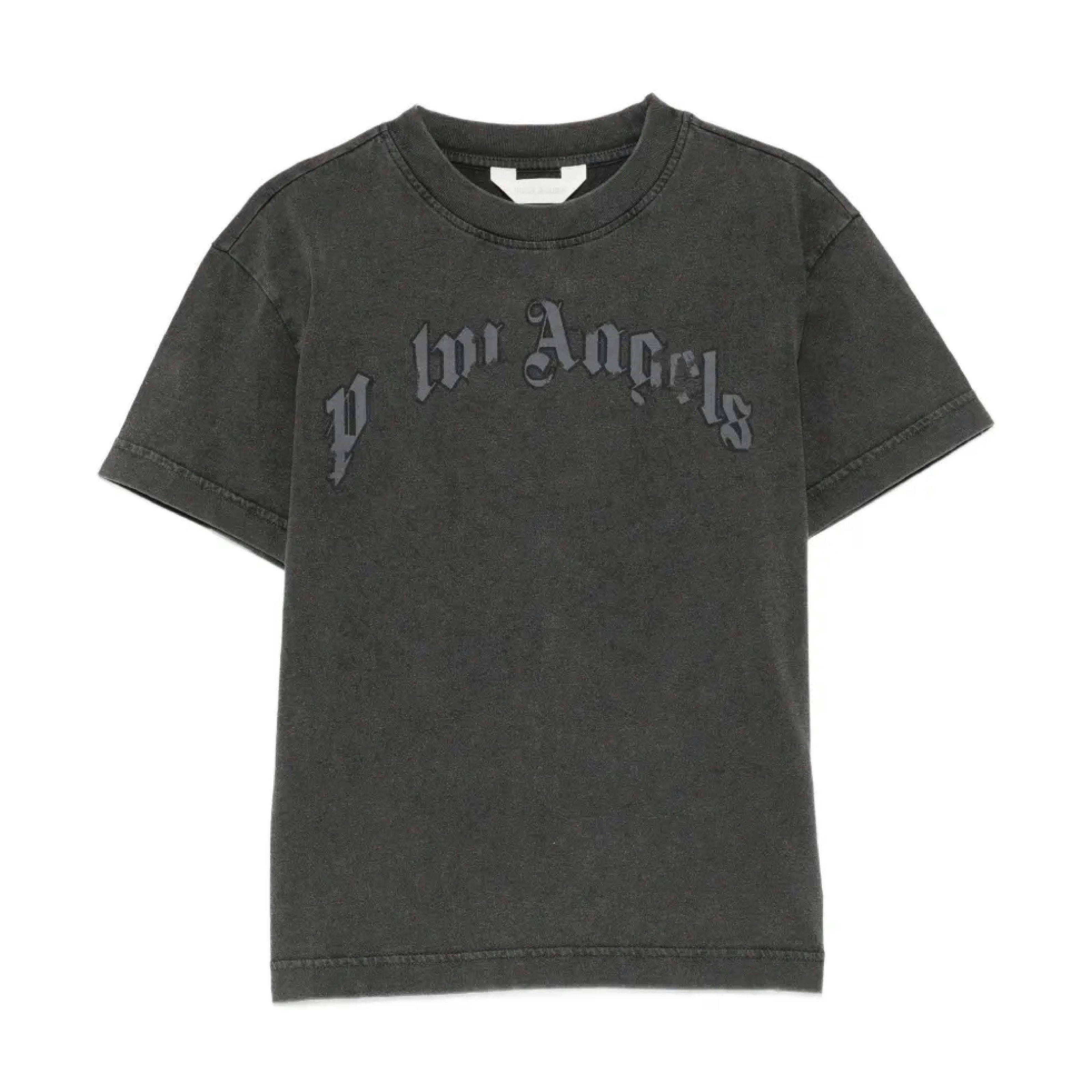 Black Curved Logo Faded T-Shirt