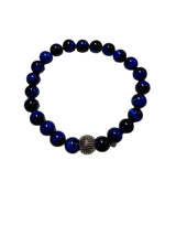 MEN's Blue Tigers Eye Beaded Bracelet