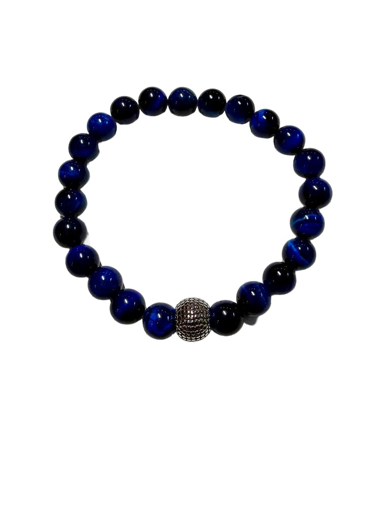 MEN's Blue Tigers Eye Beaded Bracelet