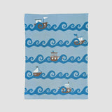 Baby Cotton Knit Coastal Blanket - Boats