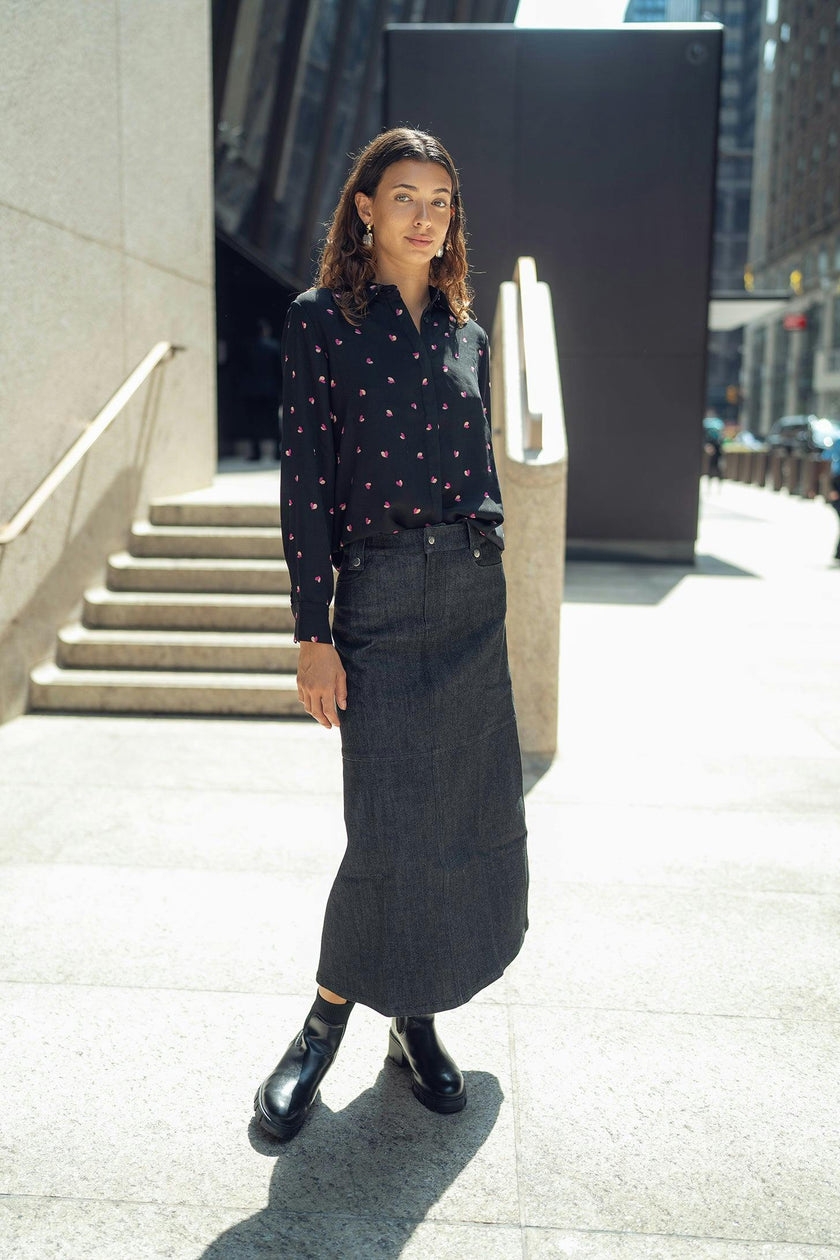 BLACK DENIM SKIRT