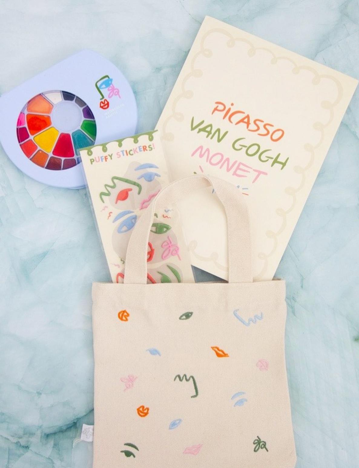 Art Party Embroidered Mini Tote