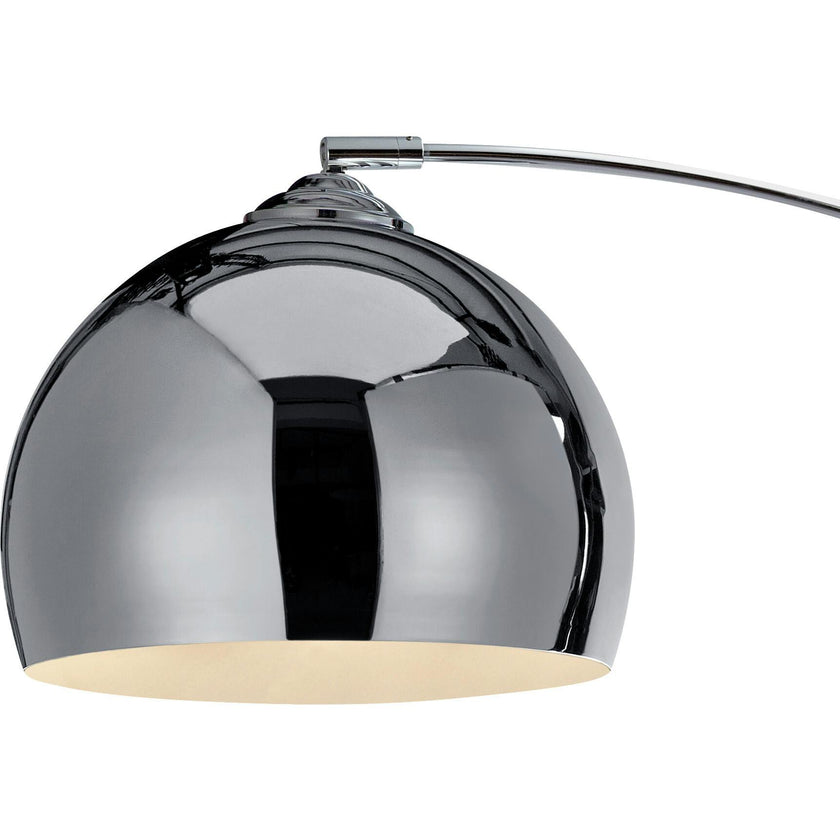 Arquer Arc Floor Lamp With Chrome Finished Shade And White Marble Base