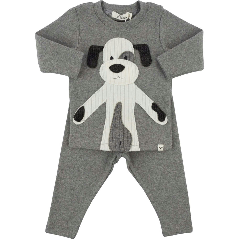 Large Cream Applique L/S 2pc Set