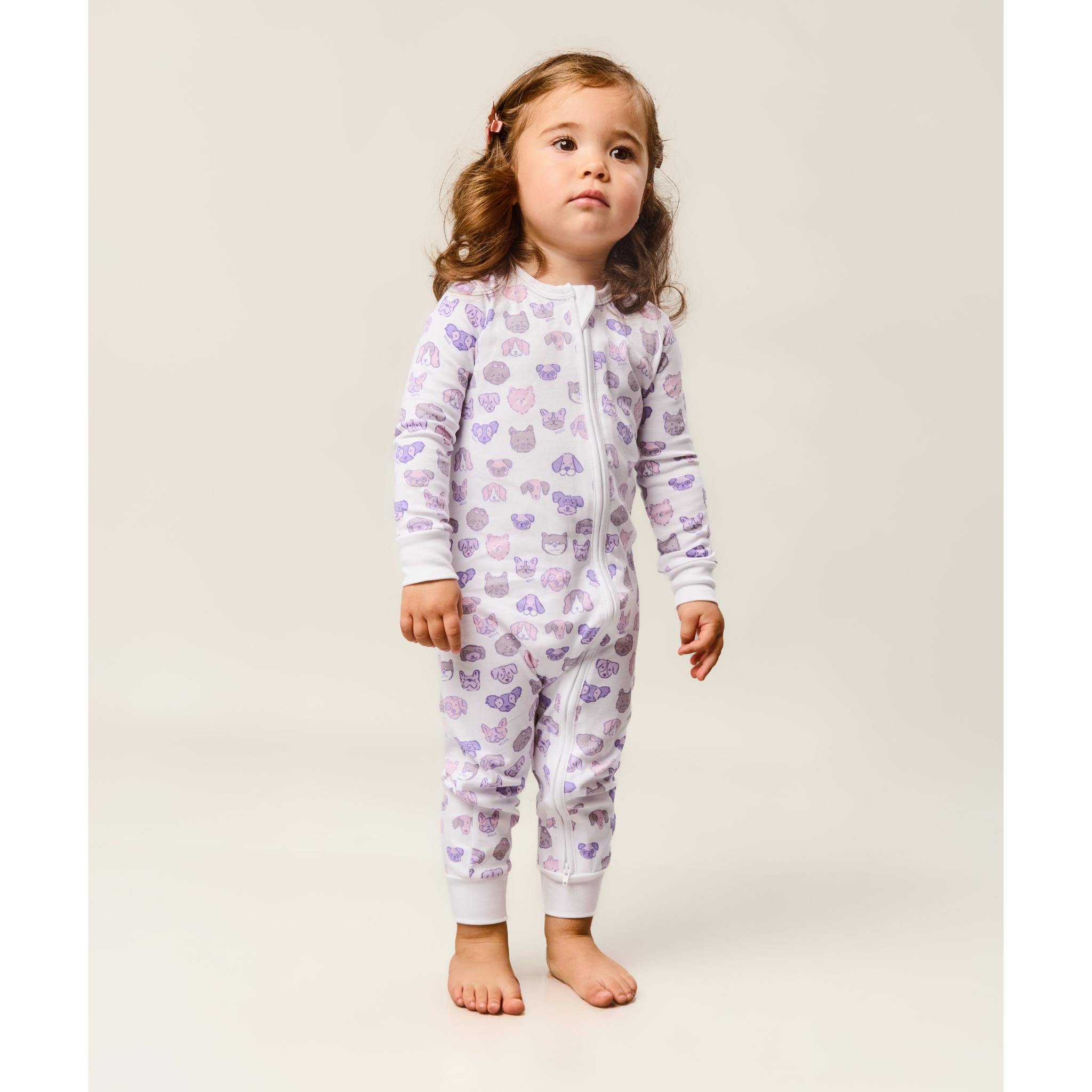 Mini Woof Squad Lilac Zip-up Bodysuit
