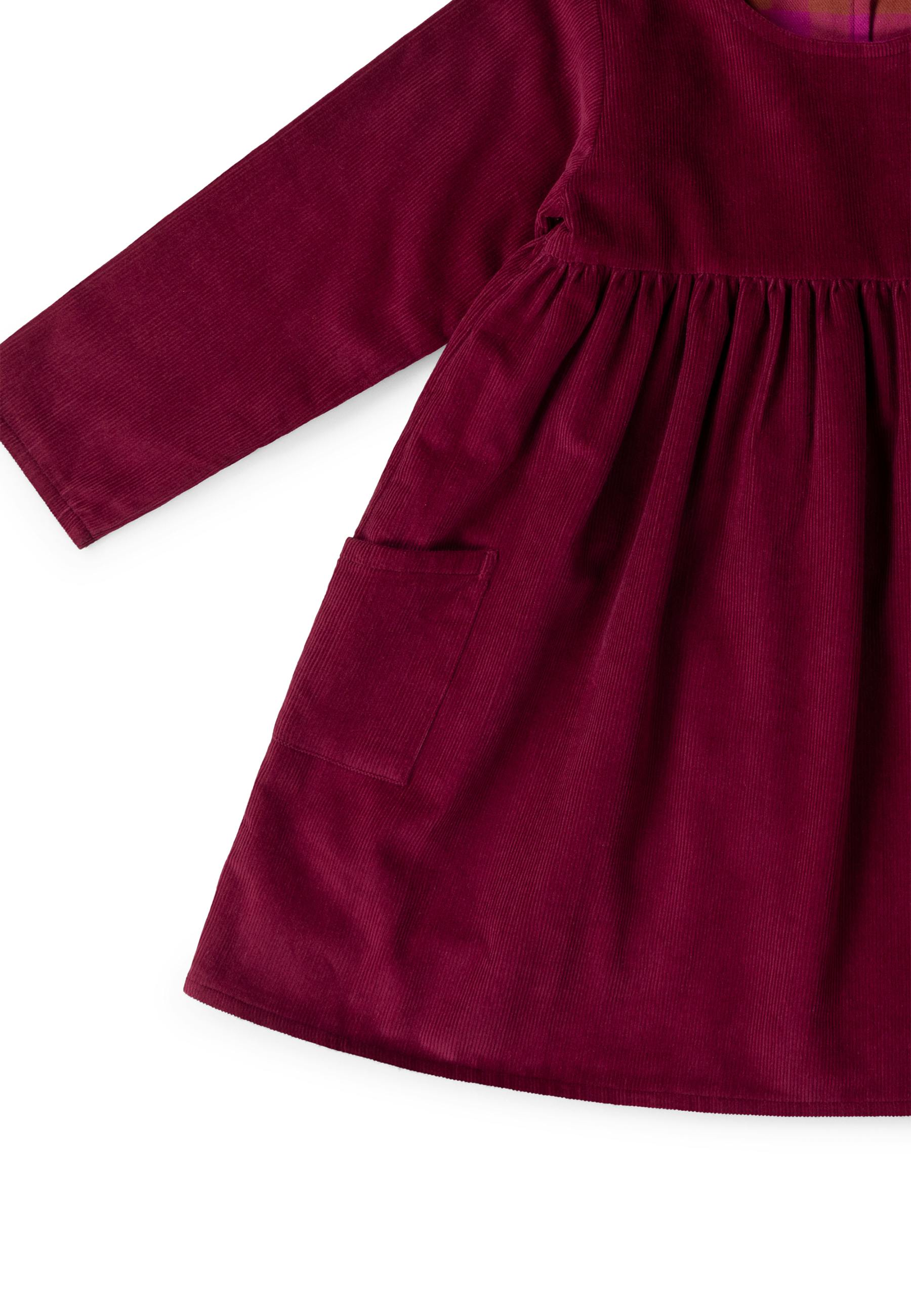 Berry Reversible Corduroy Pocket Dress, Purple