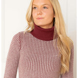 Organic Tweed Stitch Turtleneck Sweater, Red