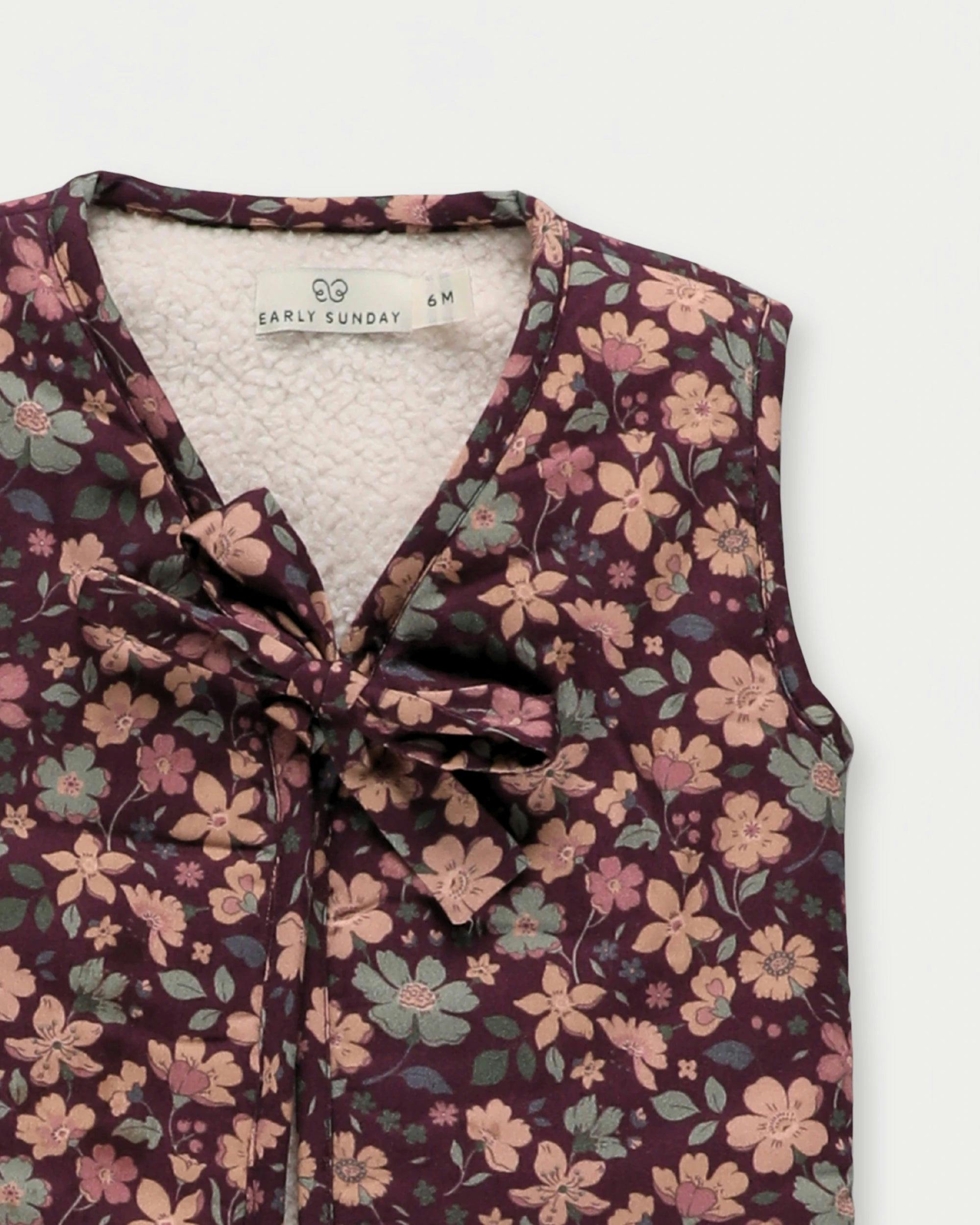 Milly Baby Quilted Gilet - Garden Flowers Plum