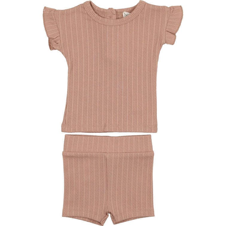 Ruffle Ladder Stripe Short Set