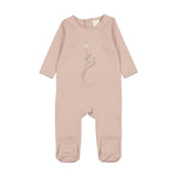 Embroidered Rose Footie and Beanie Set