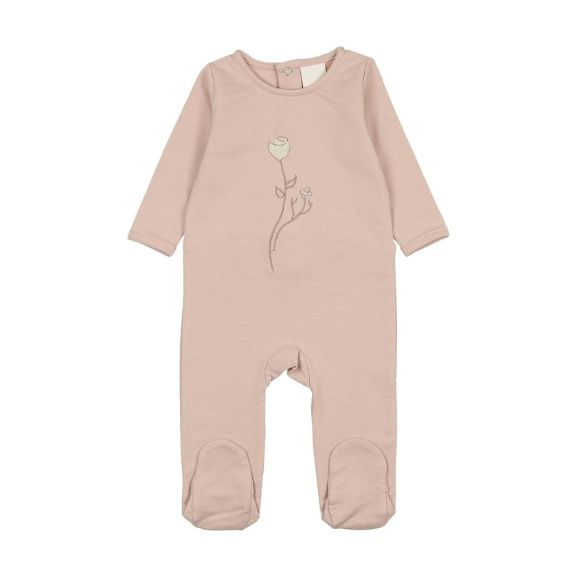 Embroidered Rose Footie and Beanie Set