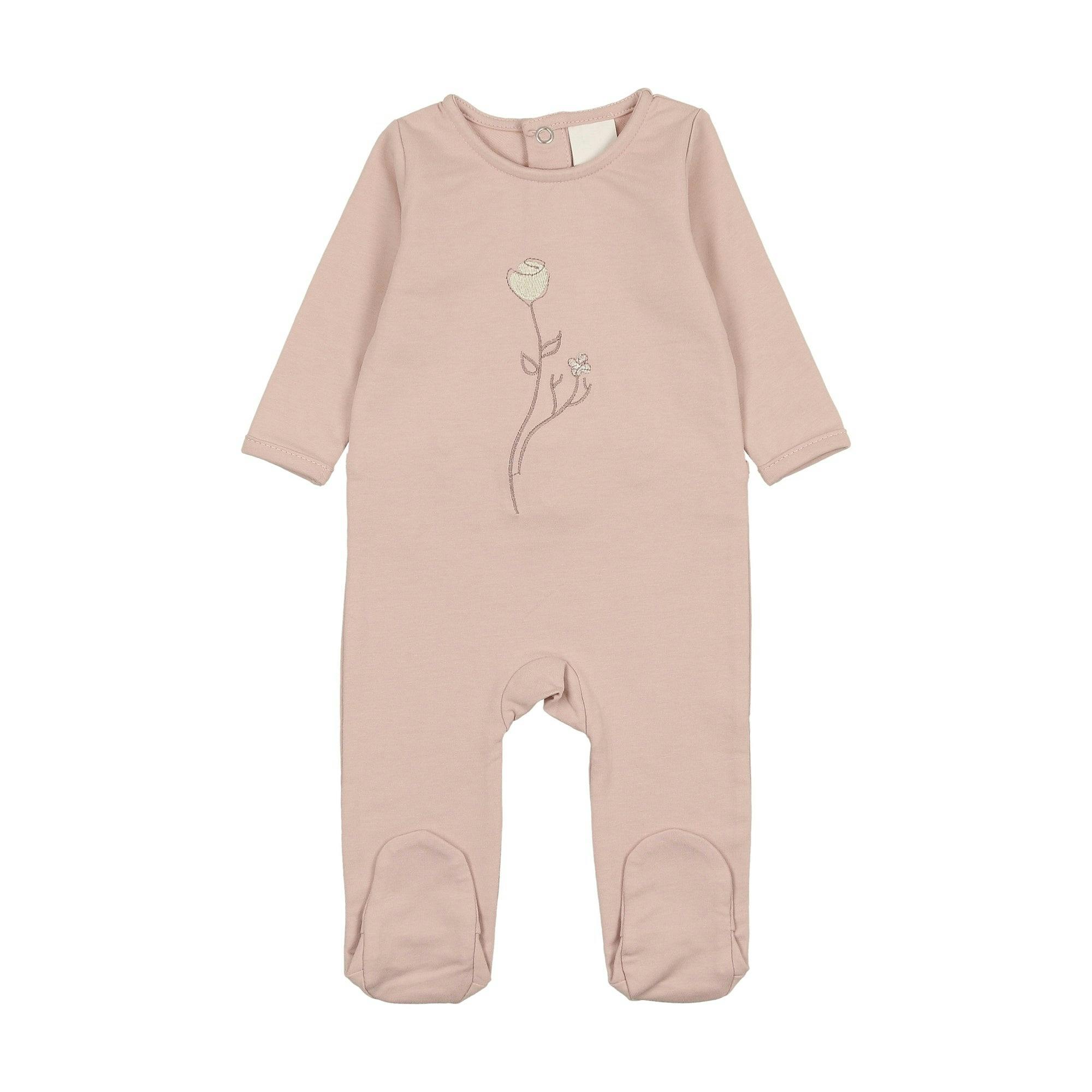Embroidered Rose Footie and Beanie Set