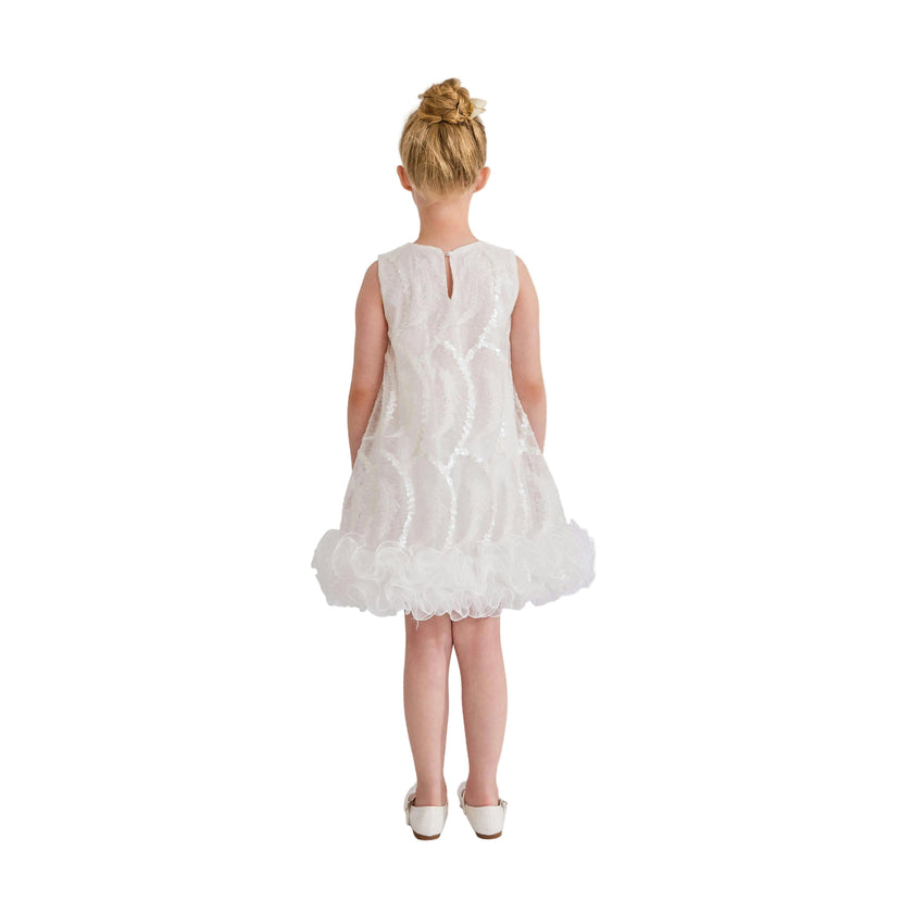White Fiora Ruffle Sequin Dress