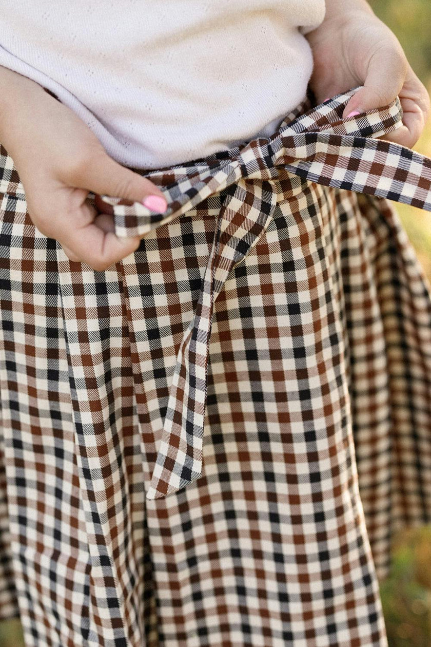 Mini Addison Skort in Chestnut Gingham