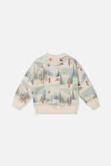 Fleece Sweatshirt Beige Ski Print