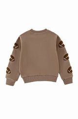 Brushed Fleece Patch Pullover Sweatshirt, Taupe Football