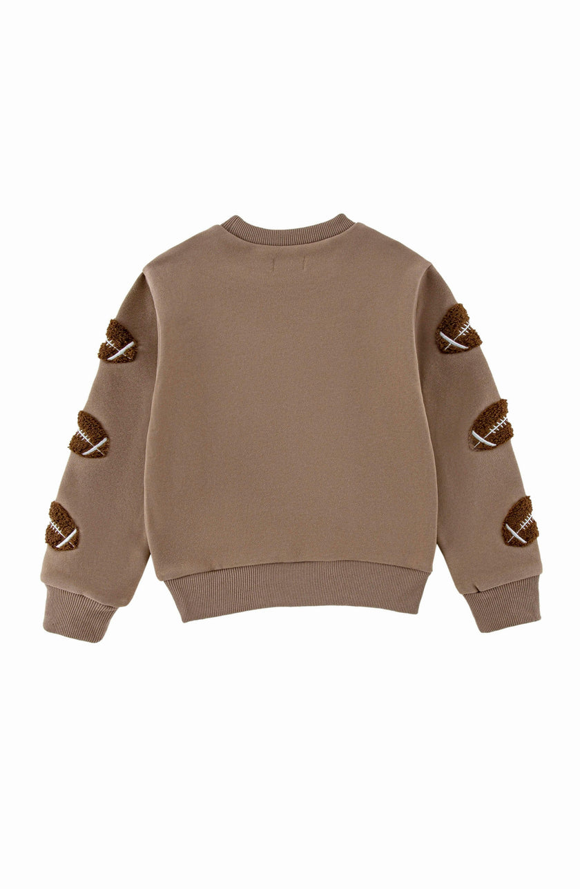 Brushed Fleece Patch Pullover Sweatshirt, Taupe Football