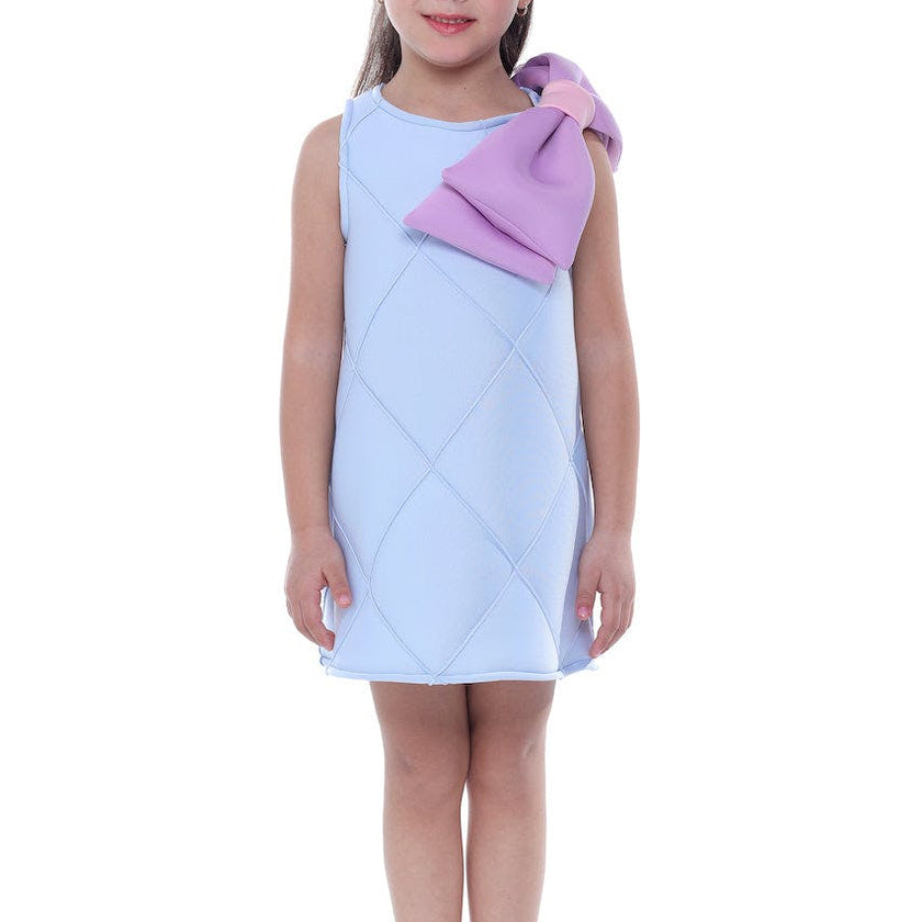 Blue Skylar Bow Dress