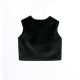 Black Plush Fur Vest