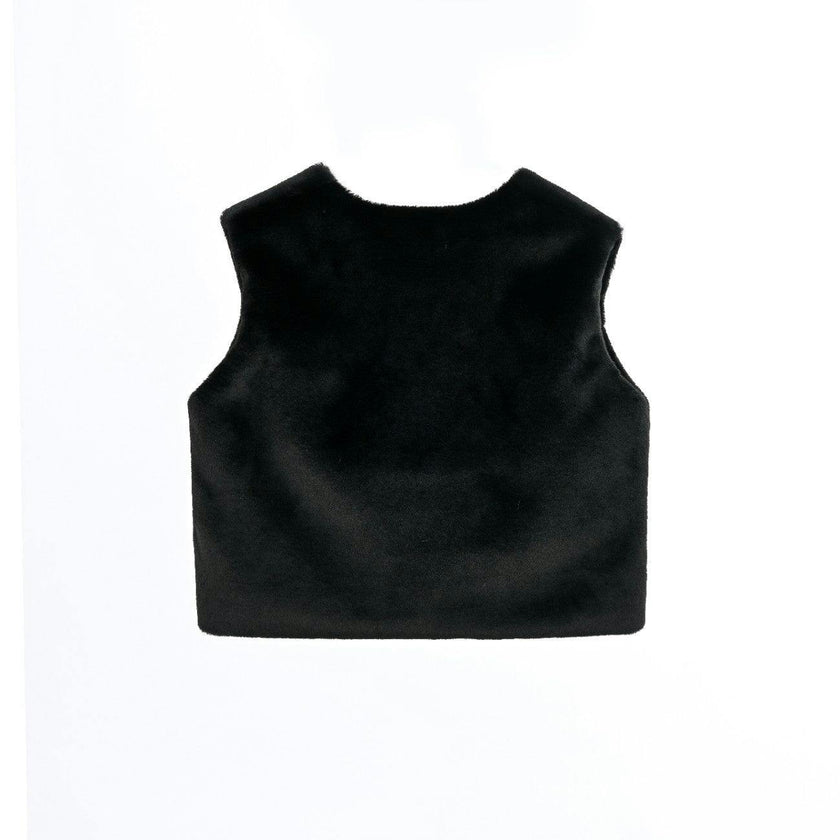 Black Plush Fur Vest