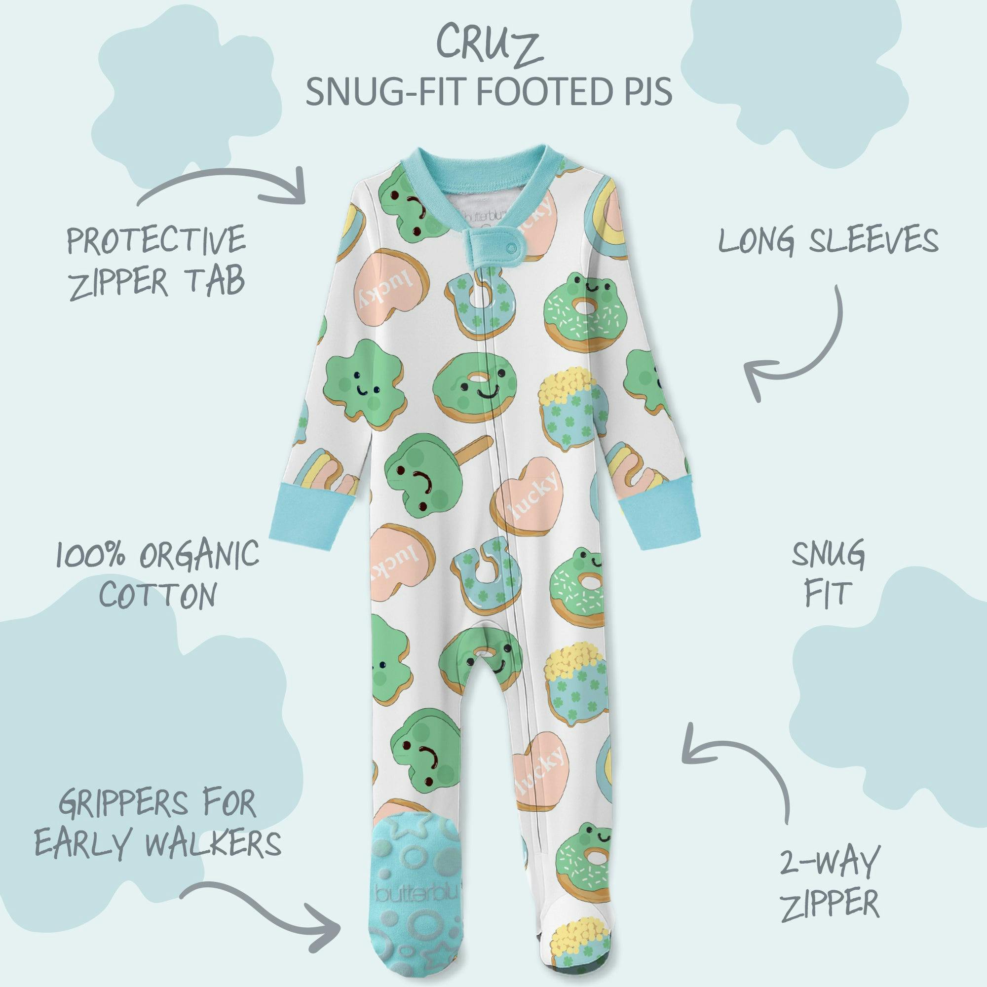 CRUZ Snug Fit Footed Baby Girls Pajamas