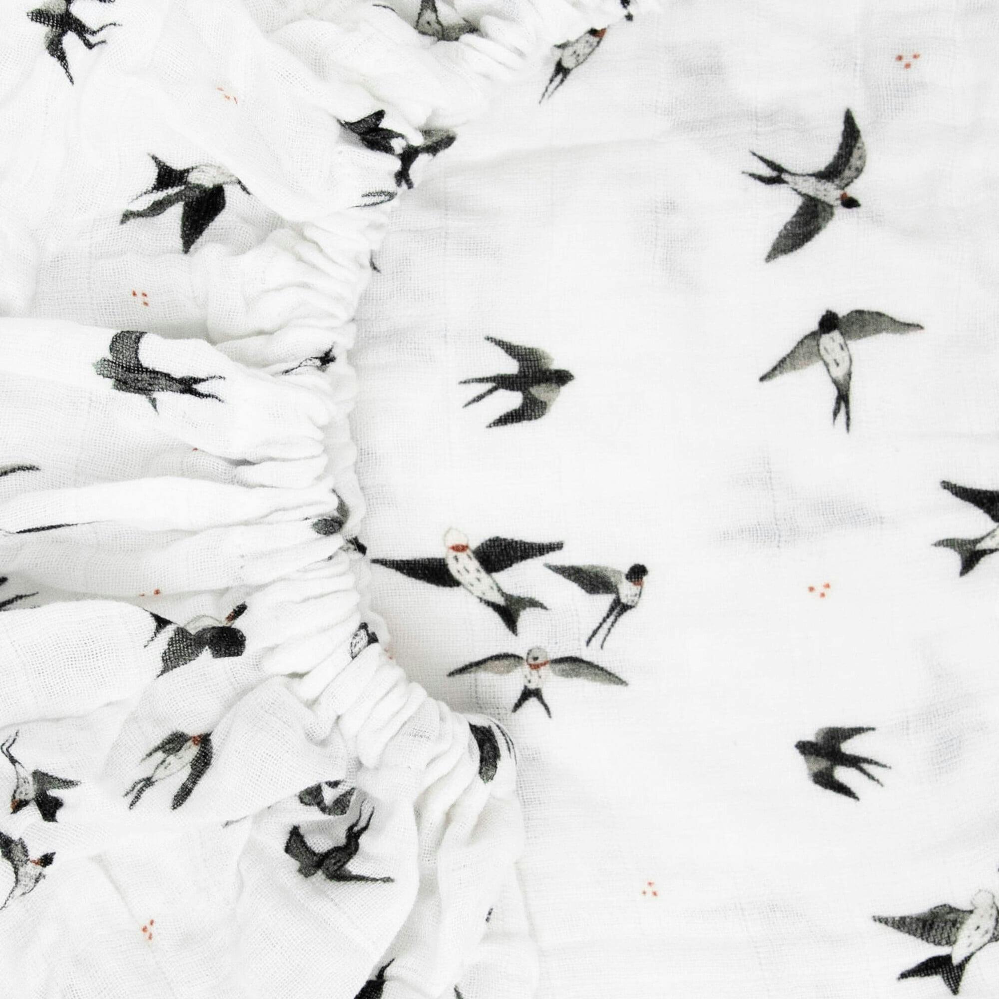 Organic Cotton Muslin Crib Sheet - Swallows