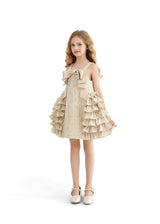 Cream Ruffle Cascade Bow Dress