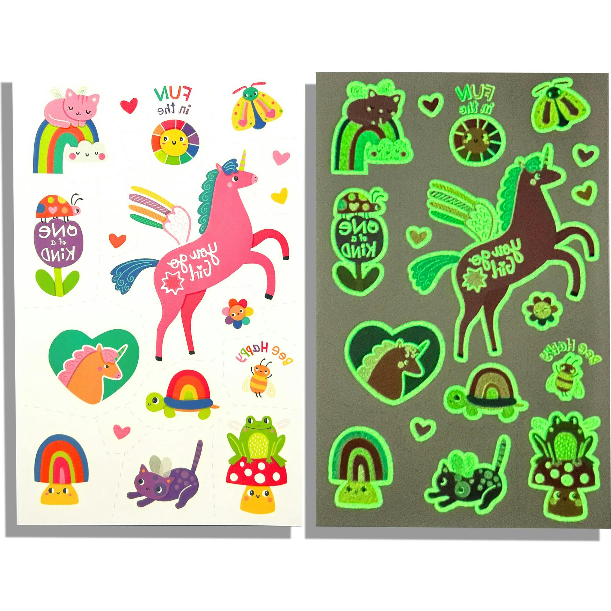 Tattoo-Palooza Glow in the Dark Temporary Tattoos - Magic Moonbeams - 3 Sheets