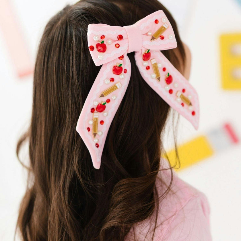 Apple Gemstone Bow Clip