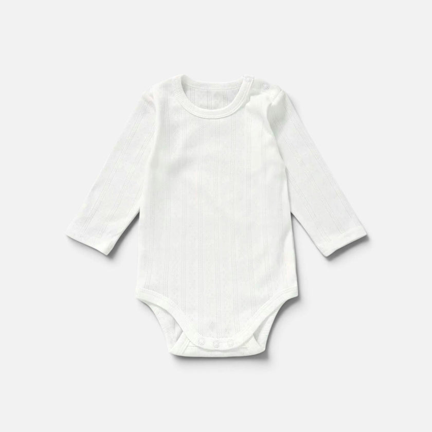 Organic Cotton Pointelle Long Sleeve Romper
