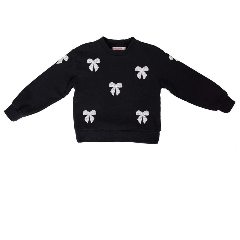 Mini Micah Crew Neck Sweatshirt in Black & Bows