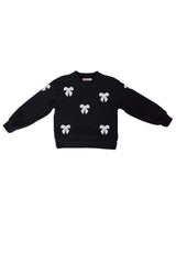 Mini Micah Crew Neck Sweatshirt in Black & Bows