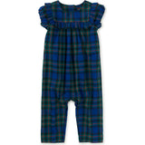 Plaid Ruffle Baby Romper, Blue