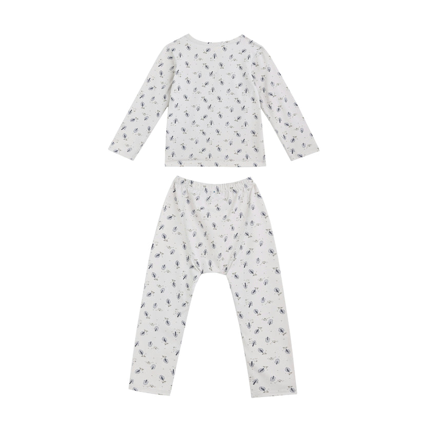 White Feather Cotton Pajama Set