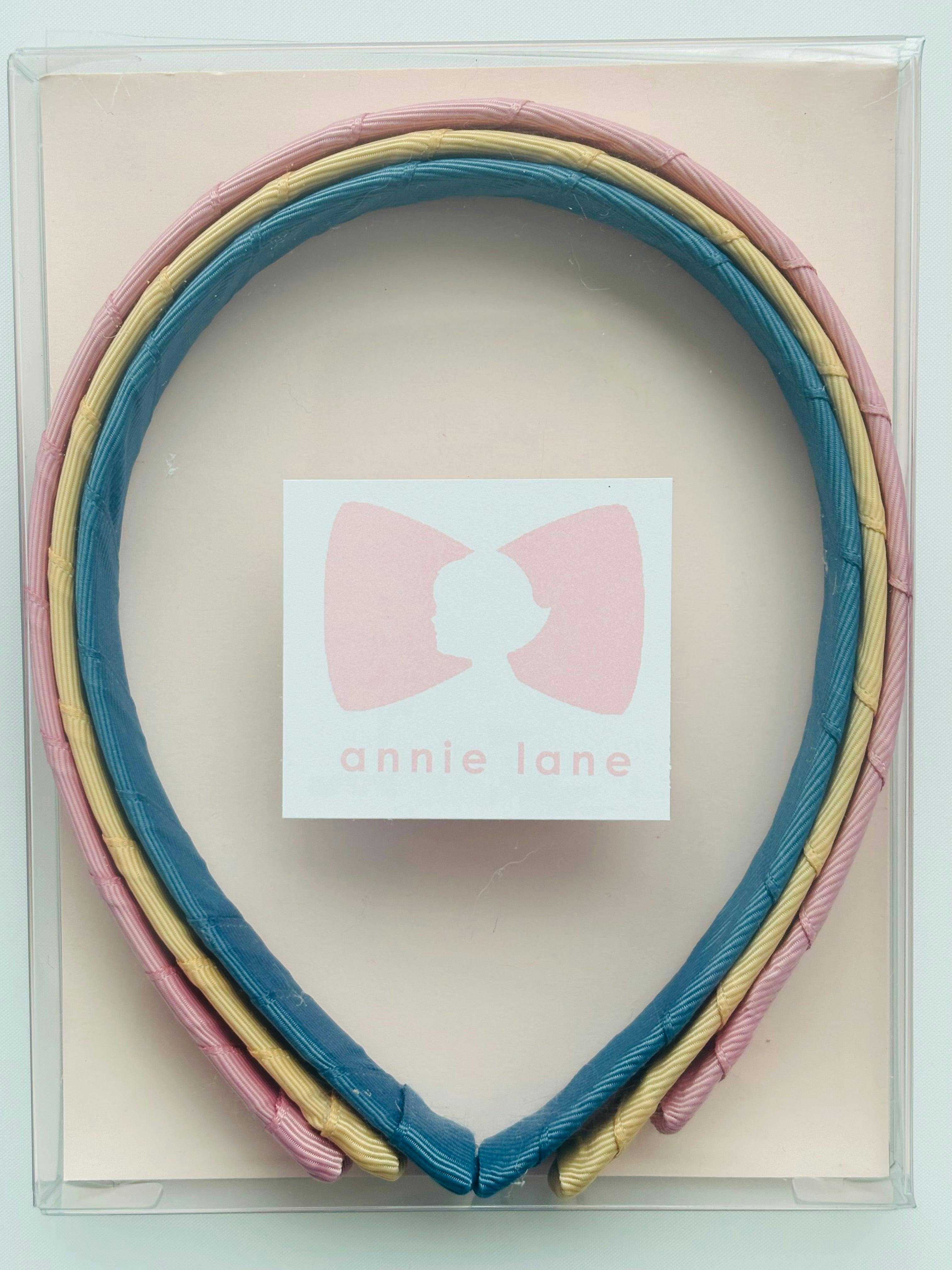 Set of three headbands - dusty rose, light gold and vintage blue